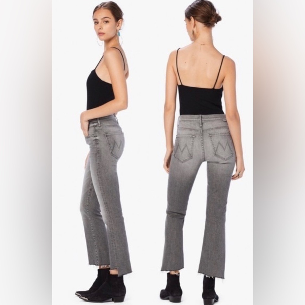 Mother Jeans The Insider Crop Step Fray Grey Size 27 Tag You’re It Distressed
